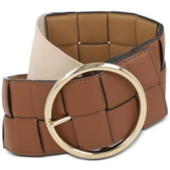 Michael Kors Accessories - Michael Kors Woven Genuine Leather Stretch Belt Luggage S/M